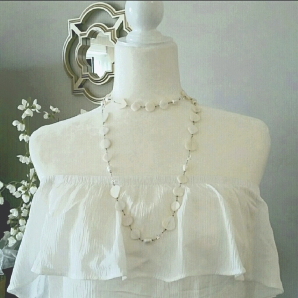 ✨💎 MOP Mother of Pearl Crystal Shell Long Necklace